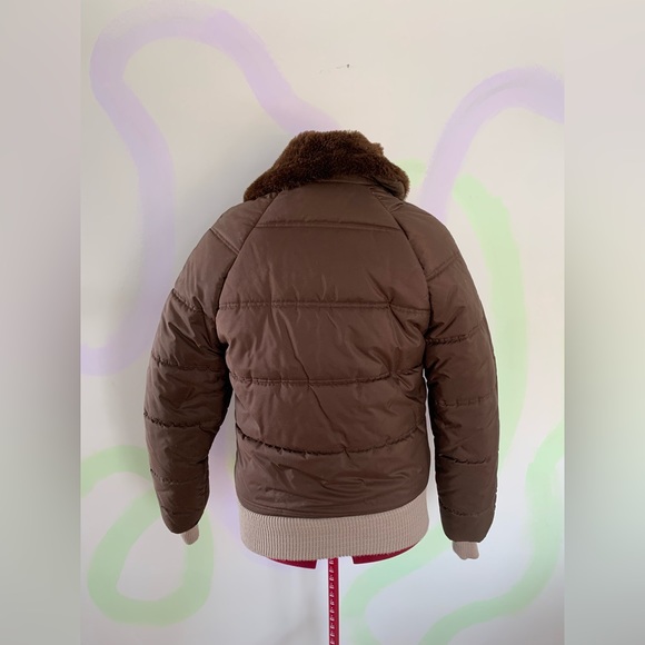 Amazing Brown 70s Ski/Bomber Jacket with Fur Collar - Picture 3 of 4